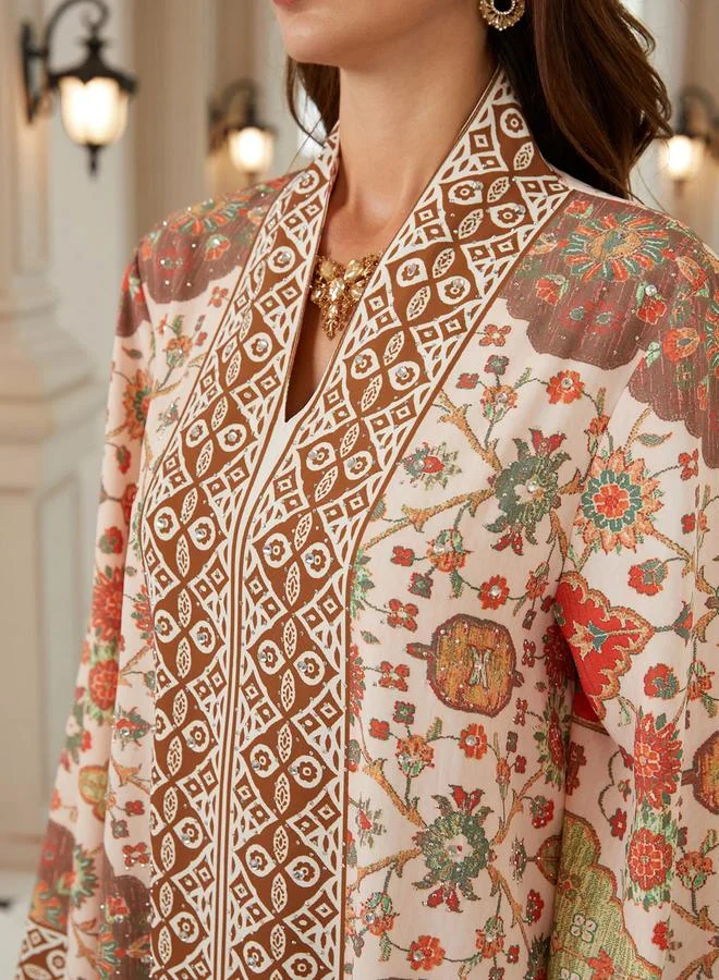 تايك تو جلابية مطبعة بقصة واسعة